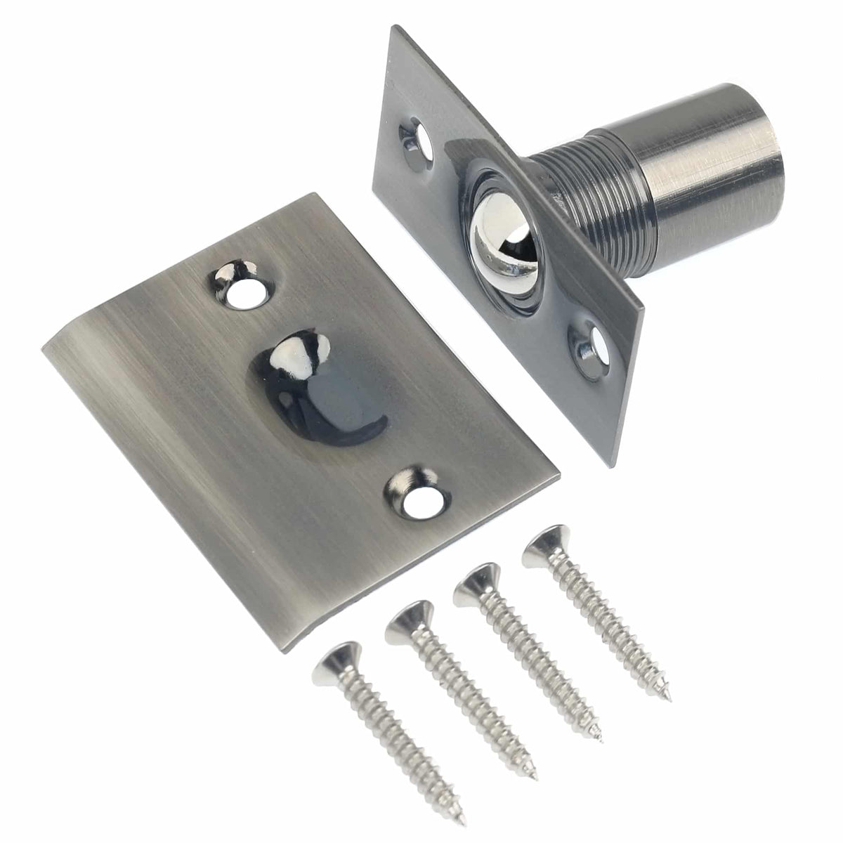 Ball Catch, Dual Adjustable, Cast Brass, for Cabinets and Interior Doors