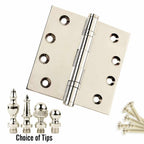 Door Hinge 4 x 4 Inch Solid Brass Ball Bearing – Polished Nickel (US14)