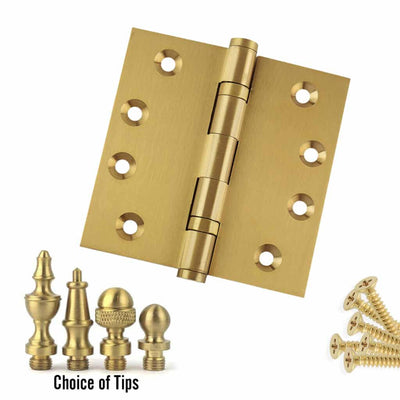 Door Hinge 4 x 4 Inch Solid Brass Ball Bearing – Satin Brass (US4)