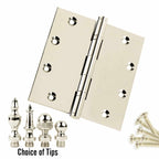 Door Hinge 5 x 5 Inch Solid Brass Ball Bearing – Polished Nickel (US14)