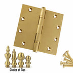 Door Hinge 5 x 5 Inch Solid Brass Ball Bearing – Satin Brass (US4)