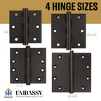 Door Hinge 4 x 4 Inch Solid Brass Ball Bearing – Oil Rubbed Bronze (US10B)