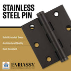 Door Hinge 3 x 3 Solid Brass – Oil Rubbed Bronze (US10B)