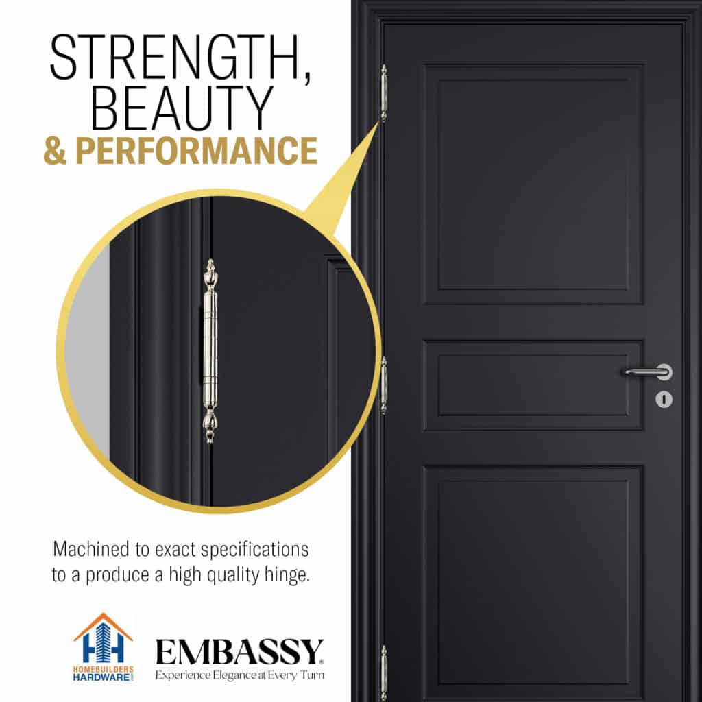 Door Hinge 3.5 x 3.5 Solid Brass Ball Bearing – Polished Nickel (US14)