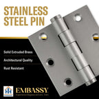 Door Hinge 3 x 3 Solid Brass – Satin Nickel (US15)