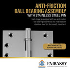 Door Hinge 3.5 x 3.5 Solid Brass Ball Bearing – Satin Nickel (US15)