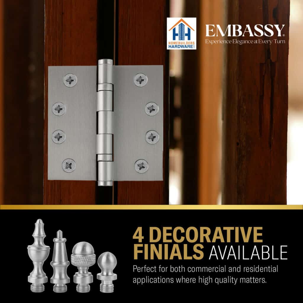 Door Hinge 3.5 x 3.5 Solid Brass Ball Bearing – Satin Nickel (US15)