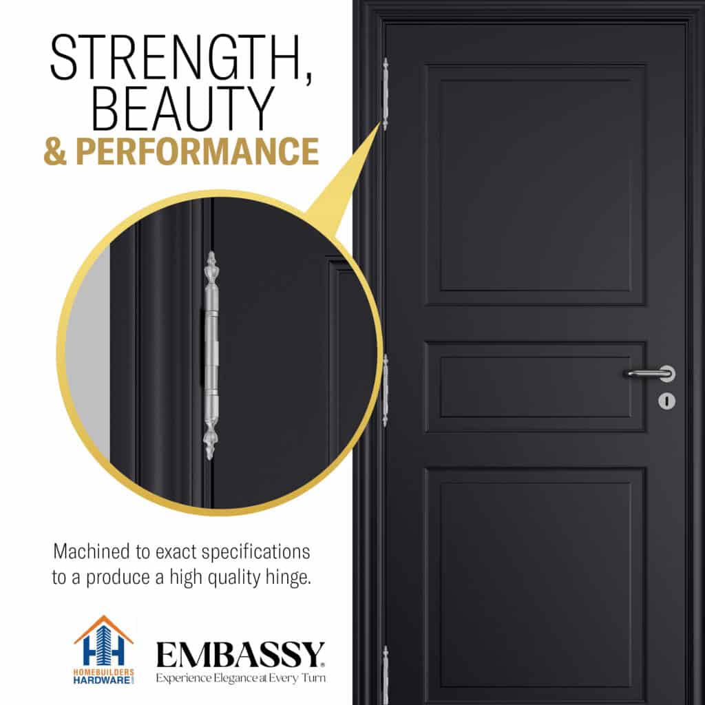 Door Hinge 3.5 x 3.5 Solid Brass Ball Bearing – Satin Nickel (US15)
