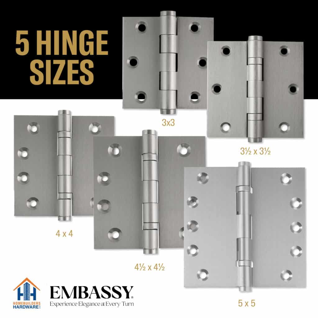 Door Hinge 3.5 x 3.5 Solid Brass Ball Bearing – Satin Nickel (US15)