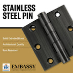 Door Hinge 3.5 x 3.5 Solid Brass Ball Bearing – Pewter (US17A)