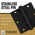 Door Hinge 3.5 x 3.5 Solid Brass Ball Bearing – Black (US19)