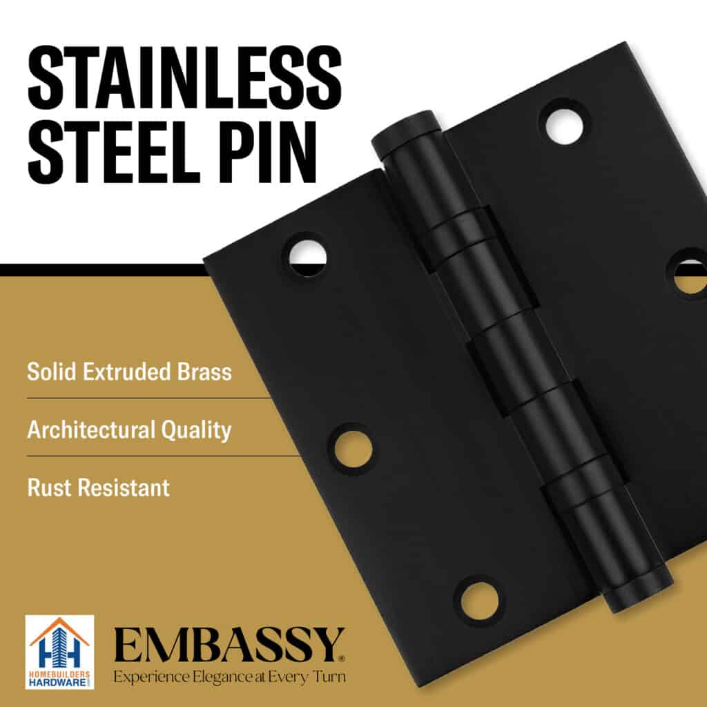 Door Hinge 3.5 x 3.5 Solid Brass Ball Bearing – Black (US19)