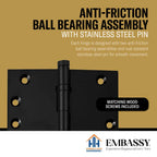 Door Hinge 3.5 x 3.5 Solid Brass Ball Bearing – Black (US19)