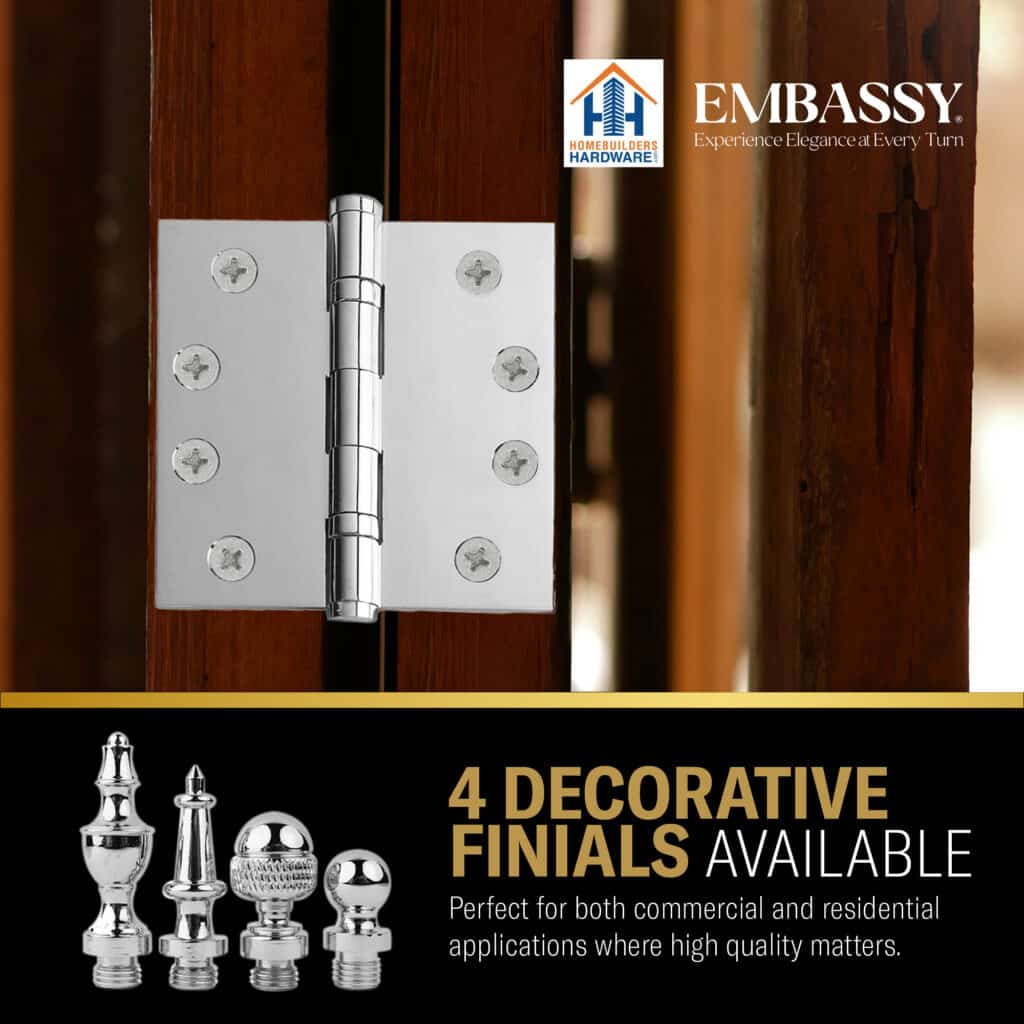 Door Hinge 3 x 3 Solid Brass – Polished Chrome (US26)
