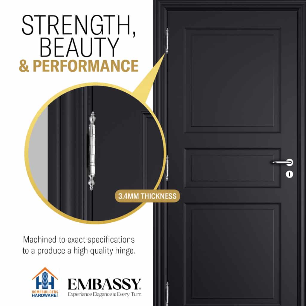 Door Hinge 4 x 4 Inch Solid Brass Ball Bearing – Polished Chrome (US26)