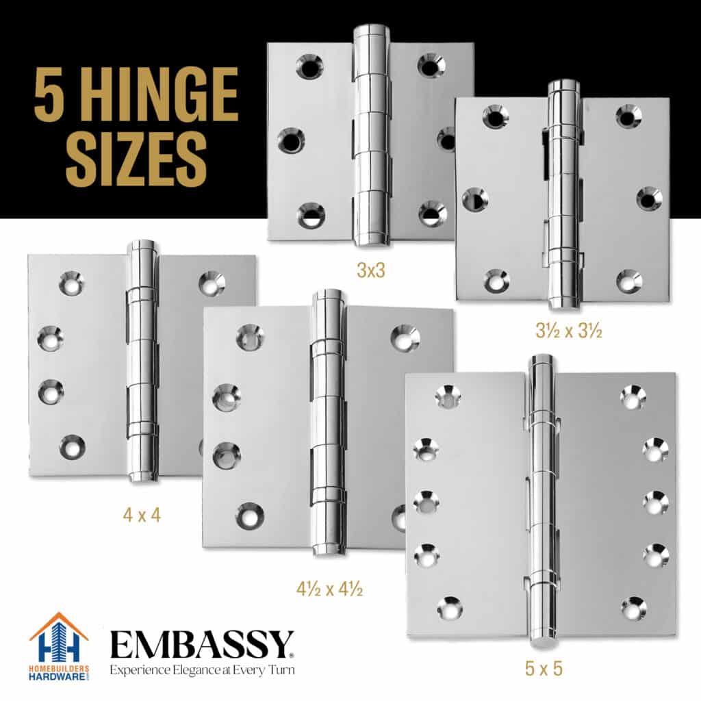 Door Hinge 3 x 3 Solid Brass – Polished Chrome (US26)