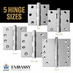 Door Hinge 3 x 3 Solid Brass – Polished Chrome (US26)