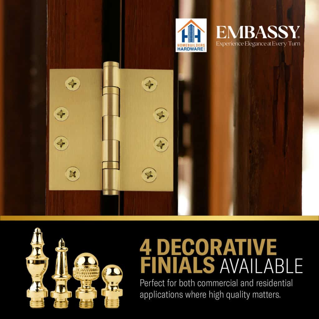 Door Hinge 3 x 3 Solid Brass – Satin Brass (US4)