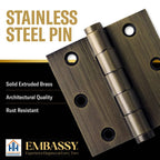 Door Hinge 3 x 3 Solid Brass – Antique Brass (US5)