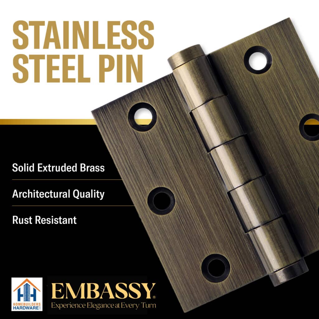 Door Hinge 3 x 3 Solid Brass – Antique Brass (US5)