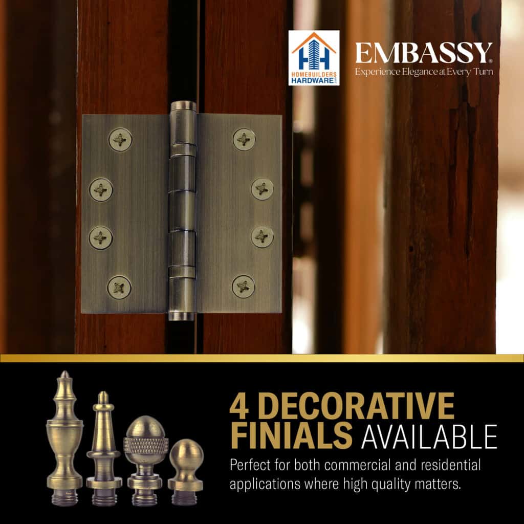 Door Hinge 3.5 x 3.5 Inch Solid Brass Ball Bearing – Antique Brass (US5)
