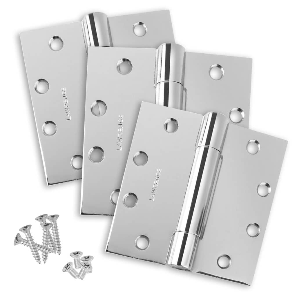 4.5 x 4.5 Commercial Butt Hinge Heavy Weight Concealed Bearing Polished Chrome (US26) - 3 Pack