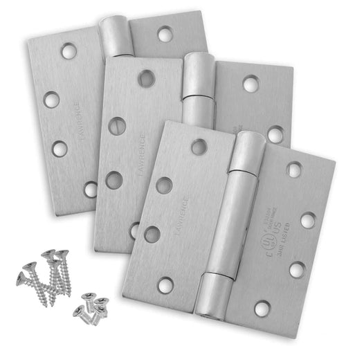 4.5 x 4.5 Commercial Butt Hinge Heavy Weight Concealed Bearing Brushed Chrome (US26D) - 3 Pack
