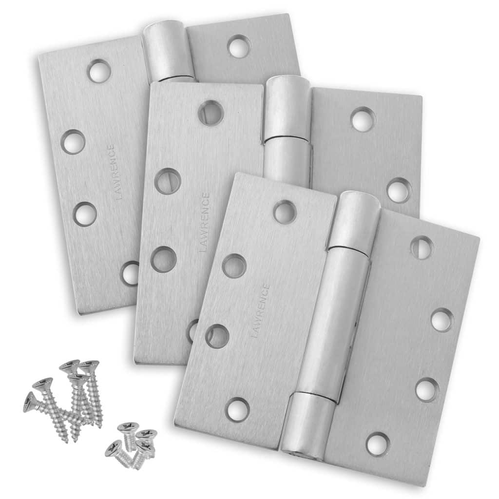 4.5 x 4.5 Commercial Butt Hinge Heavy Weight Concealed Bearing Brushed Chrome (US26D) - 3 Pack