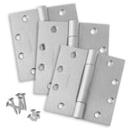 4.5 x 4.5 Commercial Butt Hinge Standard Weight Concealed Bearing Brushed Chrome (US26D) - 3 Pack