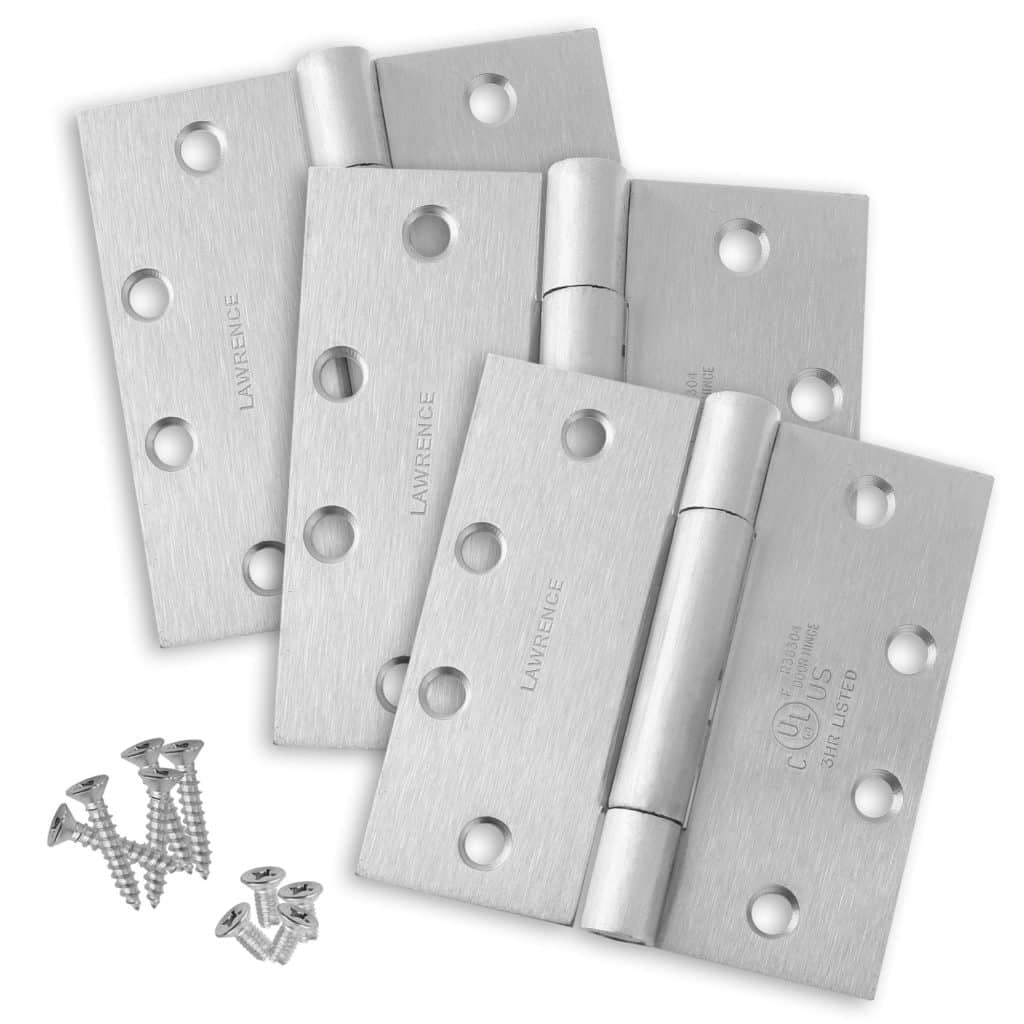 4.5 x 4.5 Commercial Butt Hinge Standard Weight Concealed Bearing Brushed Chrome (US26D) - 3 Pack