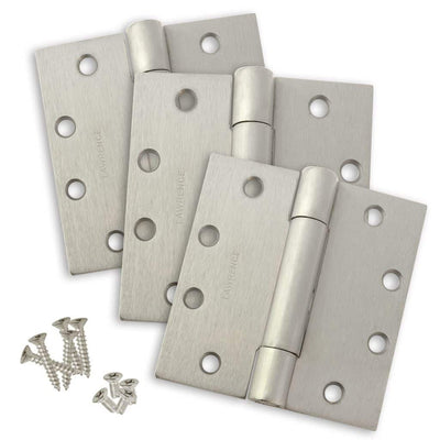4.5 x 4.5 Heavy Weight Commercial Concealed Bearings Butt Hinge Stainless Steel (US32D) - 3 Pack