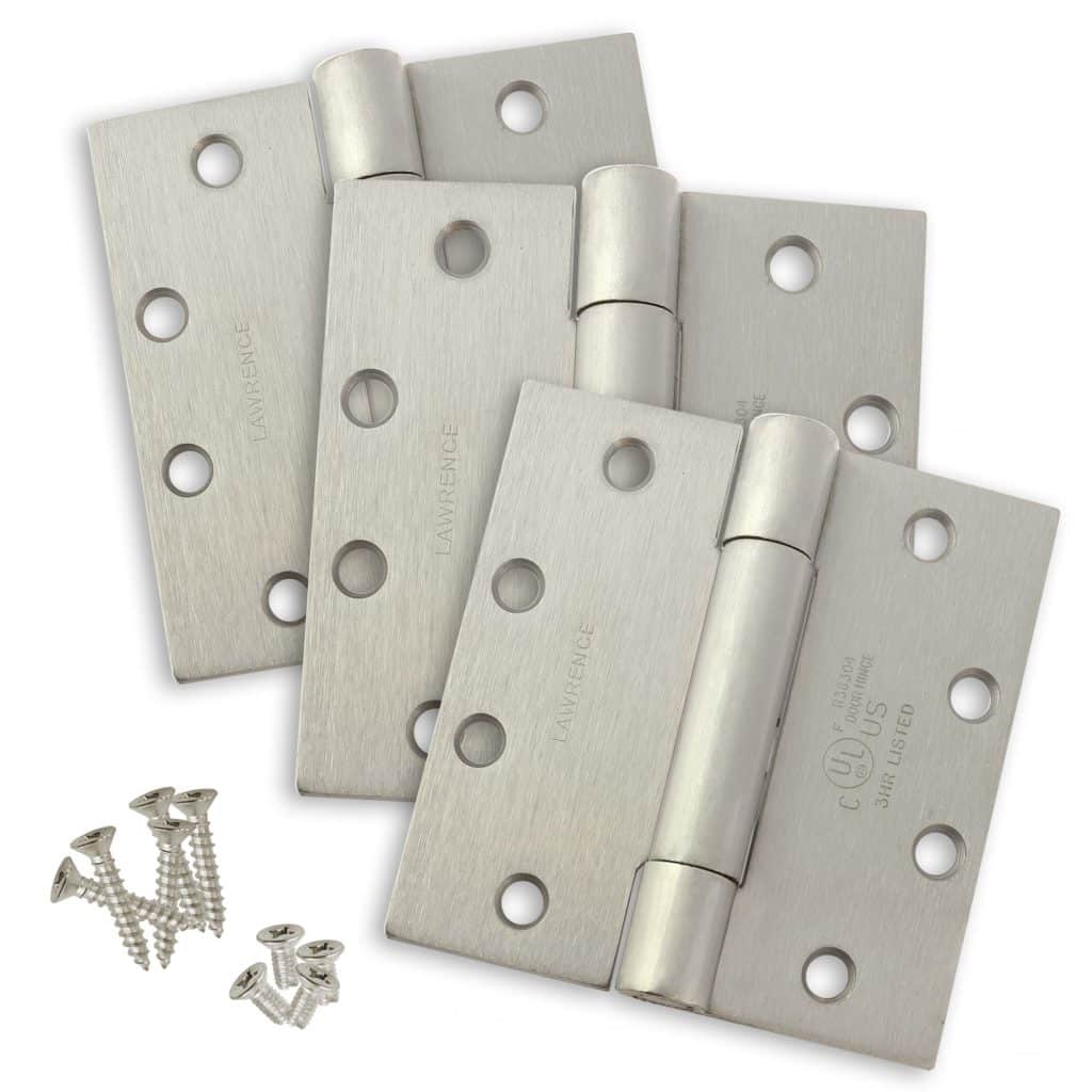 4.5 x 4.5 Heavy Weight Commercial Concealed Bearings Butt Hinge Stainless Steel (US32D) - 3 Pack