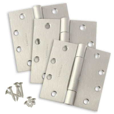 4.5 x 4.5 Commercial Butt Hinge Standard Weight Concealed Bearing Stainless Steel (US32D) - 3 Pack