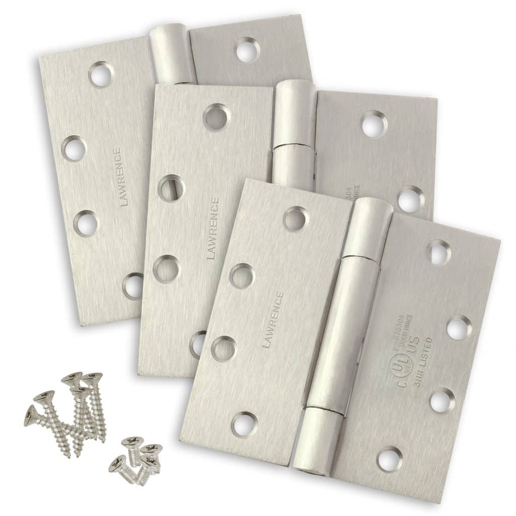 4.5 x 4.5 Commercial Butt Hinge Standard Weight Concealed Bearing Stainless Steel (US32D) - 3 Pack