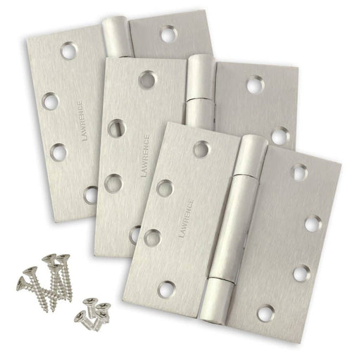 4.5 x 4.5 Commercial Butt Hinge Standard Weight Concealed Bearing Stainless Steel (US32D) - 3 Pack