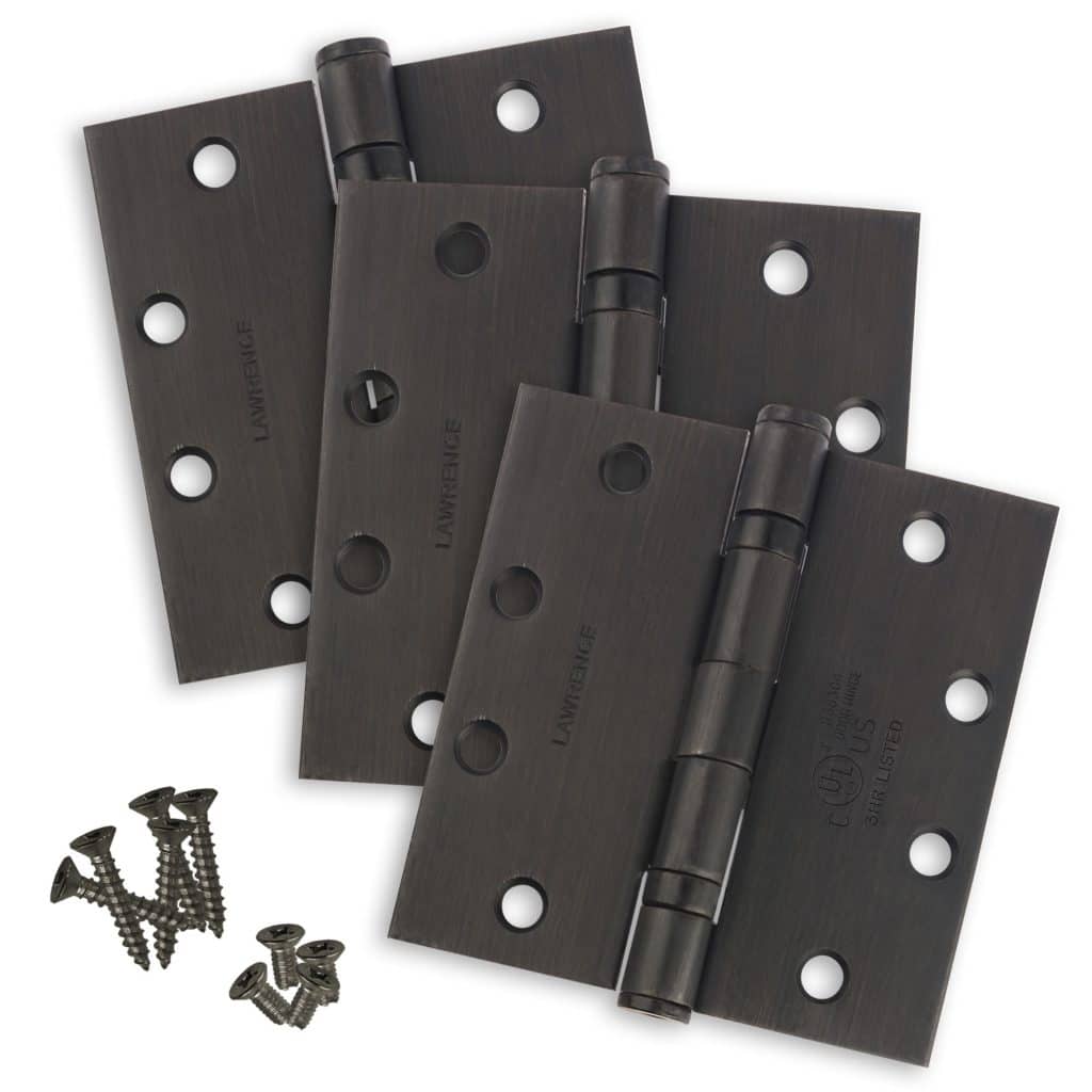 4.5 x 4.5 Commercial Butt Hinge Standard Weight Ball Bearing Oil Rubbed Bronze (US10B) - 3 Pack