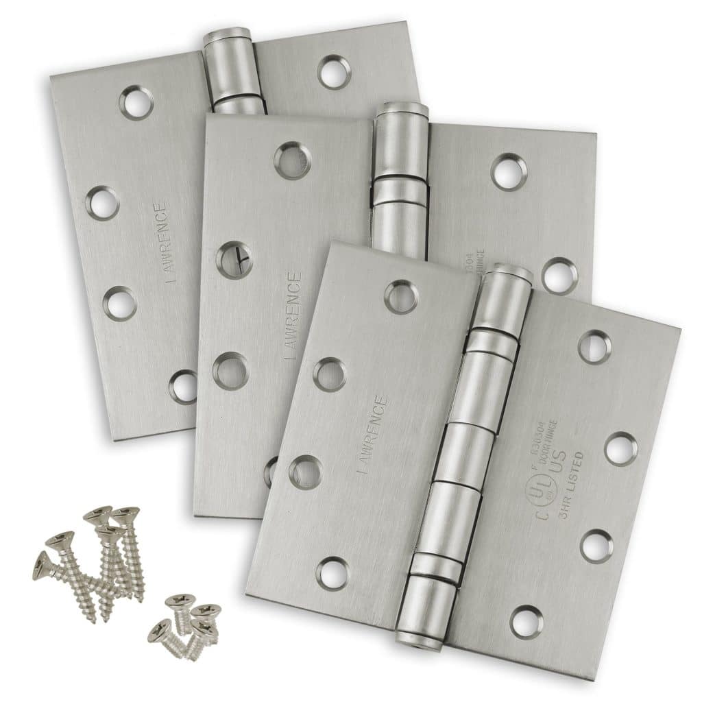 4.5 x 4.5 Commercial Butt Hinge Standard Weight Ball Bearing Stainless Steel (US32D) - 3 Pack