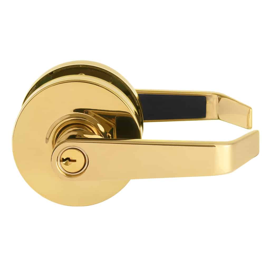 Door Lever Lockset, Heavy Duty Grade 2, Polished Brass, Lawrence Hardware