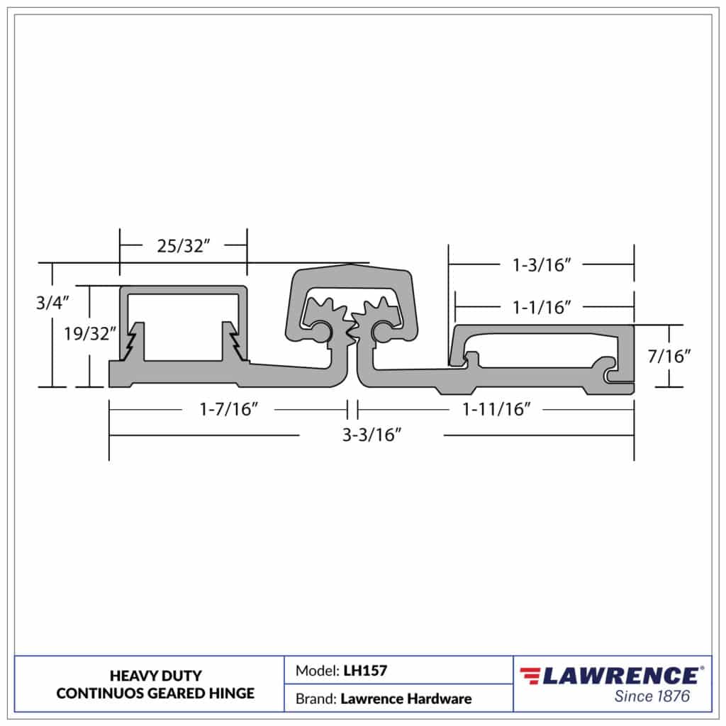 Heavy Duty Continuous Geared Hinge, Full Surface Aluminum