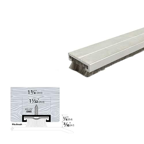 Brush Door Sweep - Mortise Mounted - For Wood Doors - Sweep Height of 3