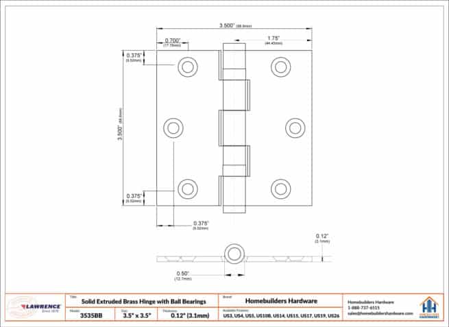 Door Hinge 3.5 x 3.5 Solid Brass Ball Bearing - Polished Chrome (US26) - Image 13