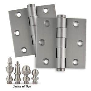 3 x 3 Inch Satin Nickel Ball Bearing Door Hinges Flat Finials Tip
