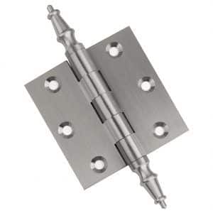 3 x 3 Inch Satin Nickel Ball Bearing Door Hinges Steeple Finials Tip