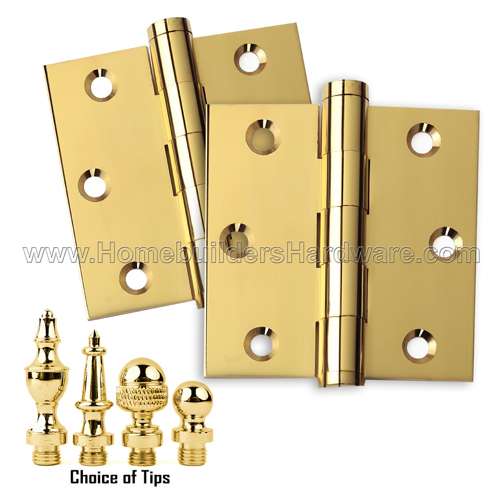 Door Hinge 3x3 Solid Brass Polished Brass Baldwin Estate 1030.030