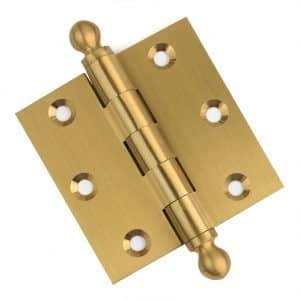 3 x 3 Inch Satin Brass Ball Bearing Door Hinges Ball Finials Tips