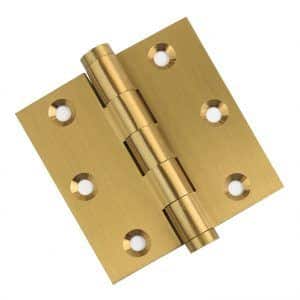 3 x 3 Inch Satin Brass Ball Bearing Door Hinges Flat Finials Tips