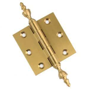 3 x 3 Inch Satin Brass Ball Bearing Door Hinges Urn Finials Tips