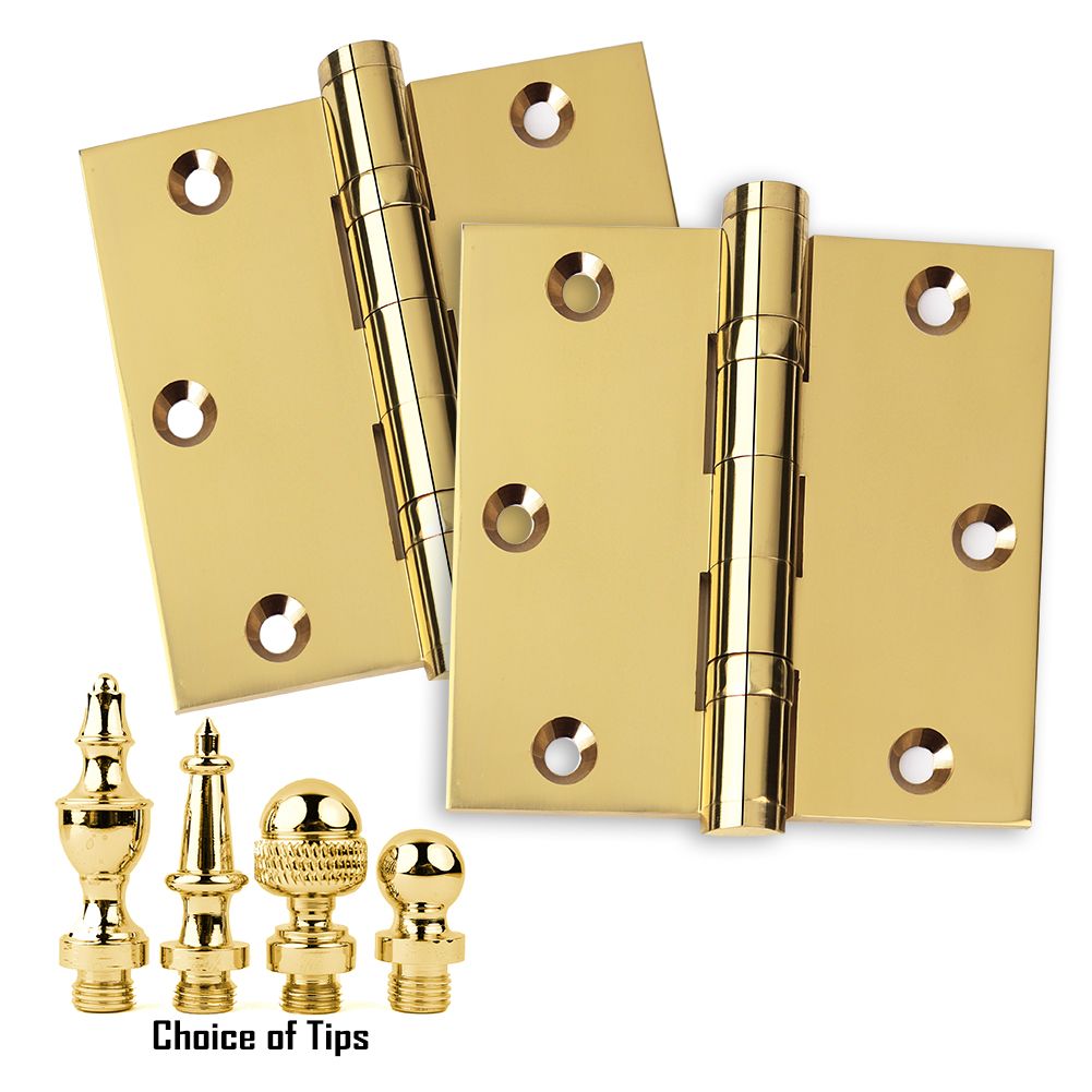 Door Hinge 3.5x3.5 Solid Brass Ball Bearing Polished Brass Baldwin