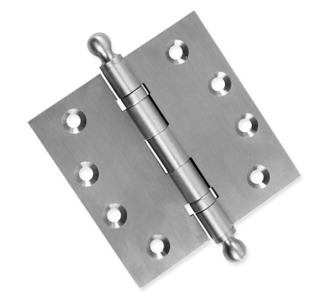 Door Hinge 4.5 x 4.5 Inch Solid Brass Ball Bearing - Satin Nickel (US15) - Image 3