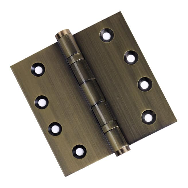 Door Hinge 4 x 4 Inch Solid Brass Ball Bearing - Antique Brass (US5) - Image 2